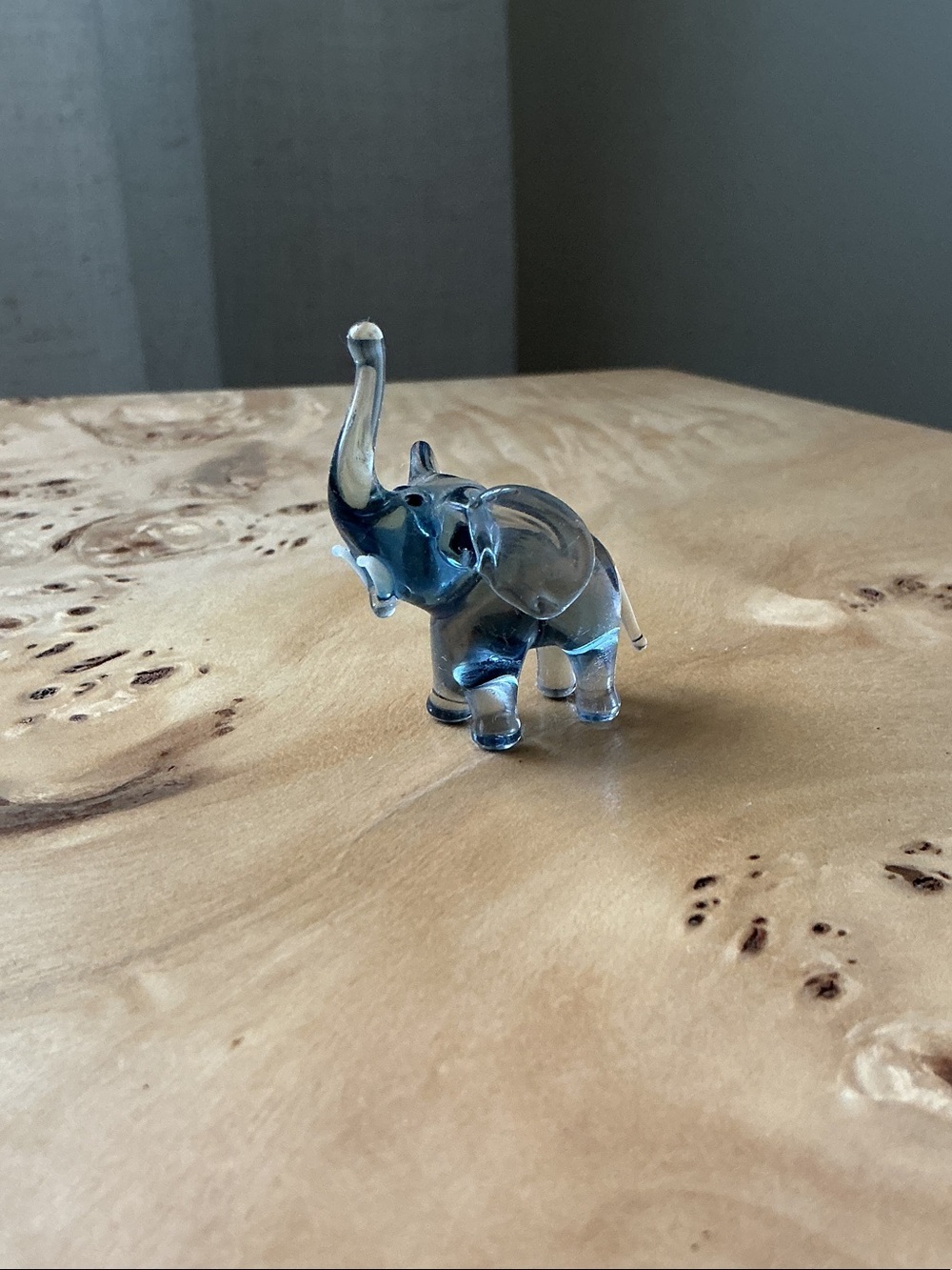 Grey Glass Elephant Figurine - Decorative Home Art